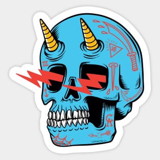 Blue Skull Sticker